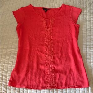 EXPRESS Coral Lace Accent Blouse